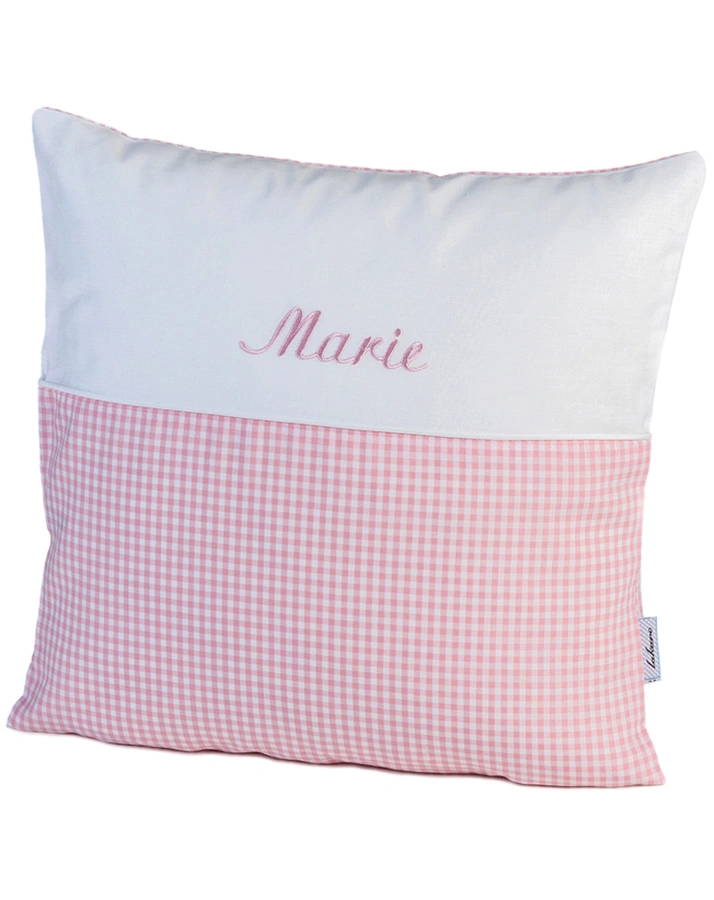 Personalisiertes Kissen NOSTALGIE rosa (Farbe: bordeaux)
