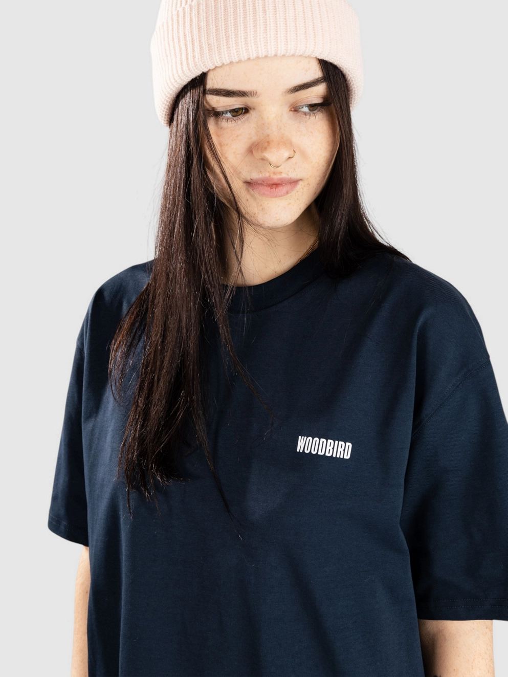Woodbird Baine Family T-Shirt dark navy