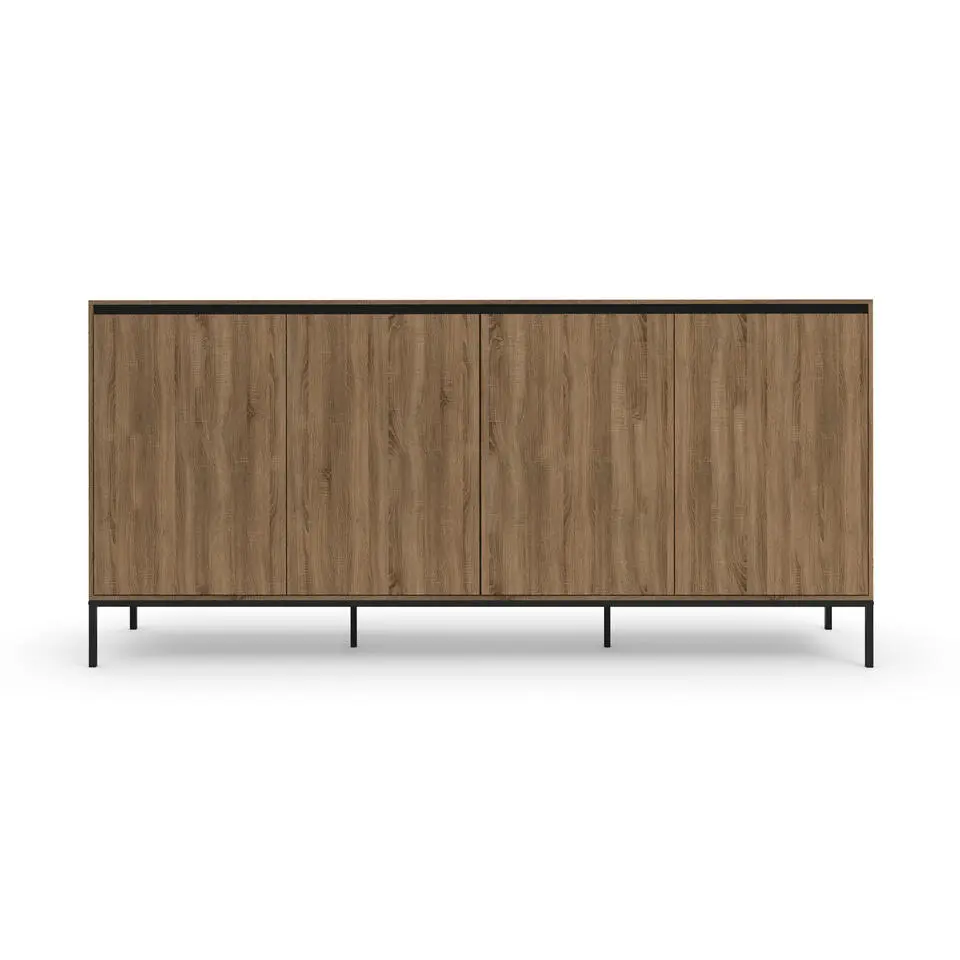 Bari - Dressoir met 4 deuren en eiken effect