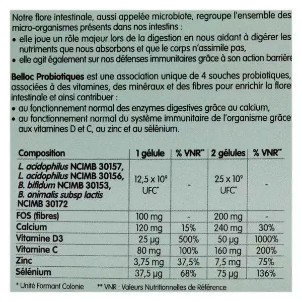 Belloc Probiotiques Confort Digestif 30 gélules