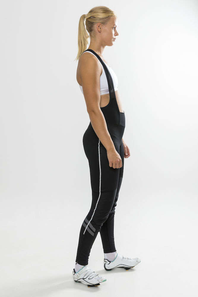 Craft Ideal Wind Fietsbroek Lang Met Bretels Zwart/Zilver Dames