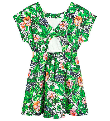 Kenzo Kleid - Mint Green m. Blumen/Lochmuster