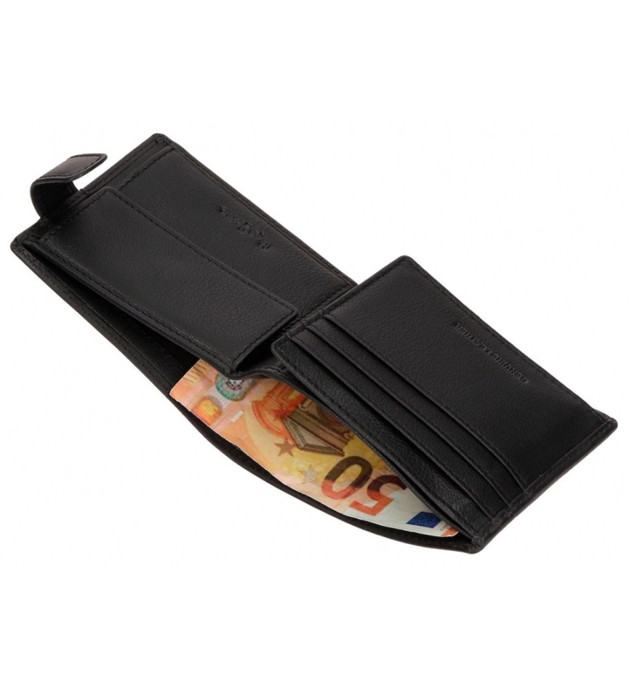 Carteira vertical Pepe Jeans Staple em couro preto com fecho de clique