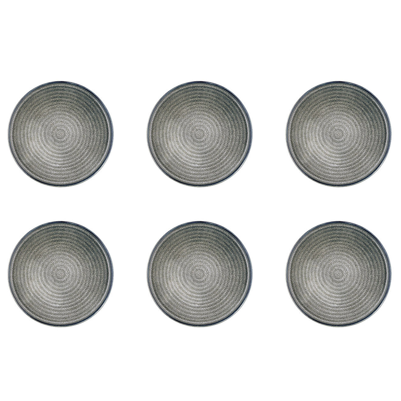 Bjorn 6 Assiettes en Grès dessert Zen gris/bleu - D.22 cm