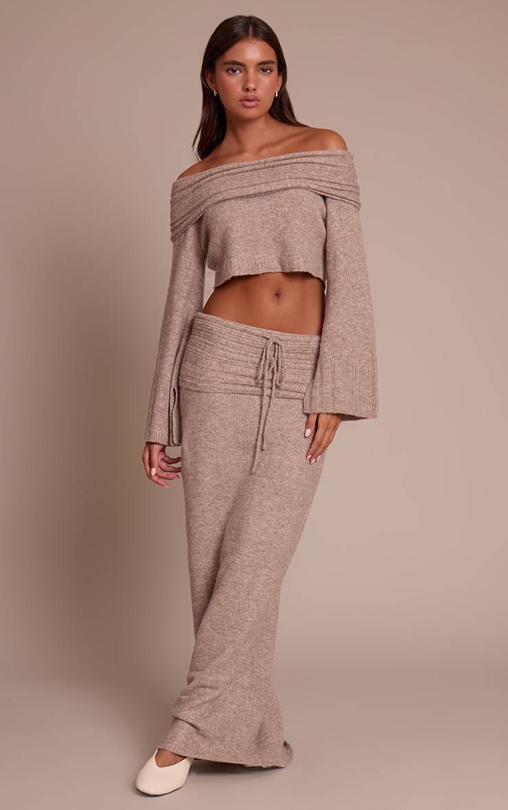 Moka Jupe Maxi En Maille Côtelée Douce À Taille Repliée