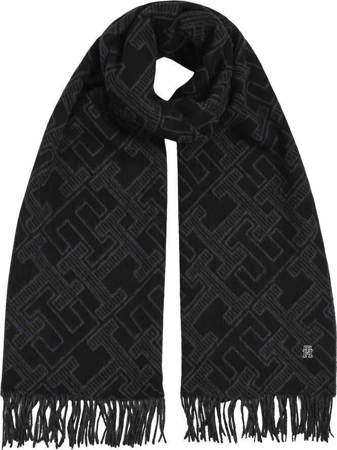 Tommy Hilfiger TH MONOGRAM WOOL SCARF Black
