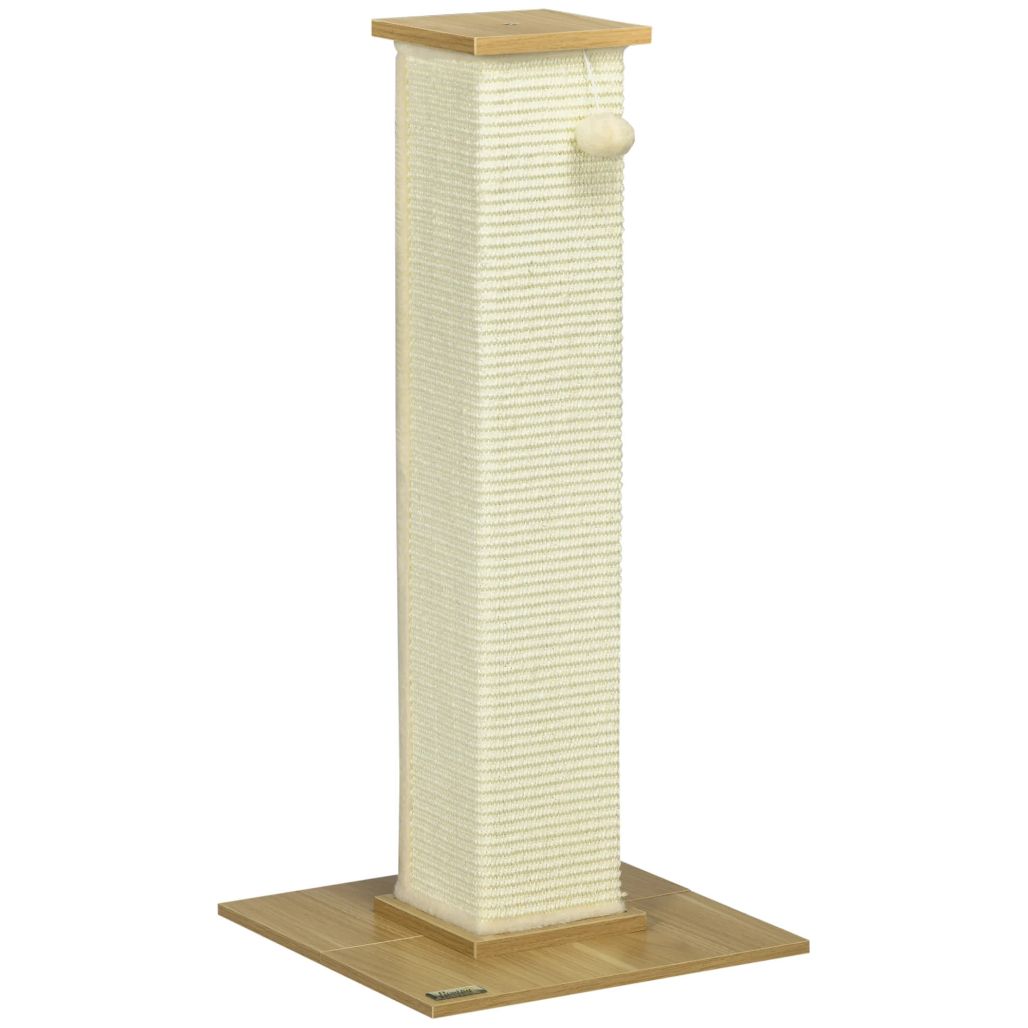 Arranhador para Gatos PawHut, Árvore para Gatos de 80cm com Poste de Sisal e Bola Pendurada para Uso Interno, 38x38x80cm, Carvalho