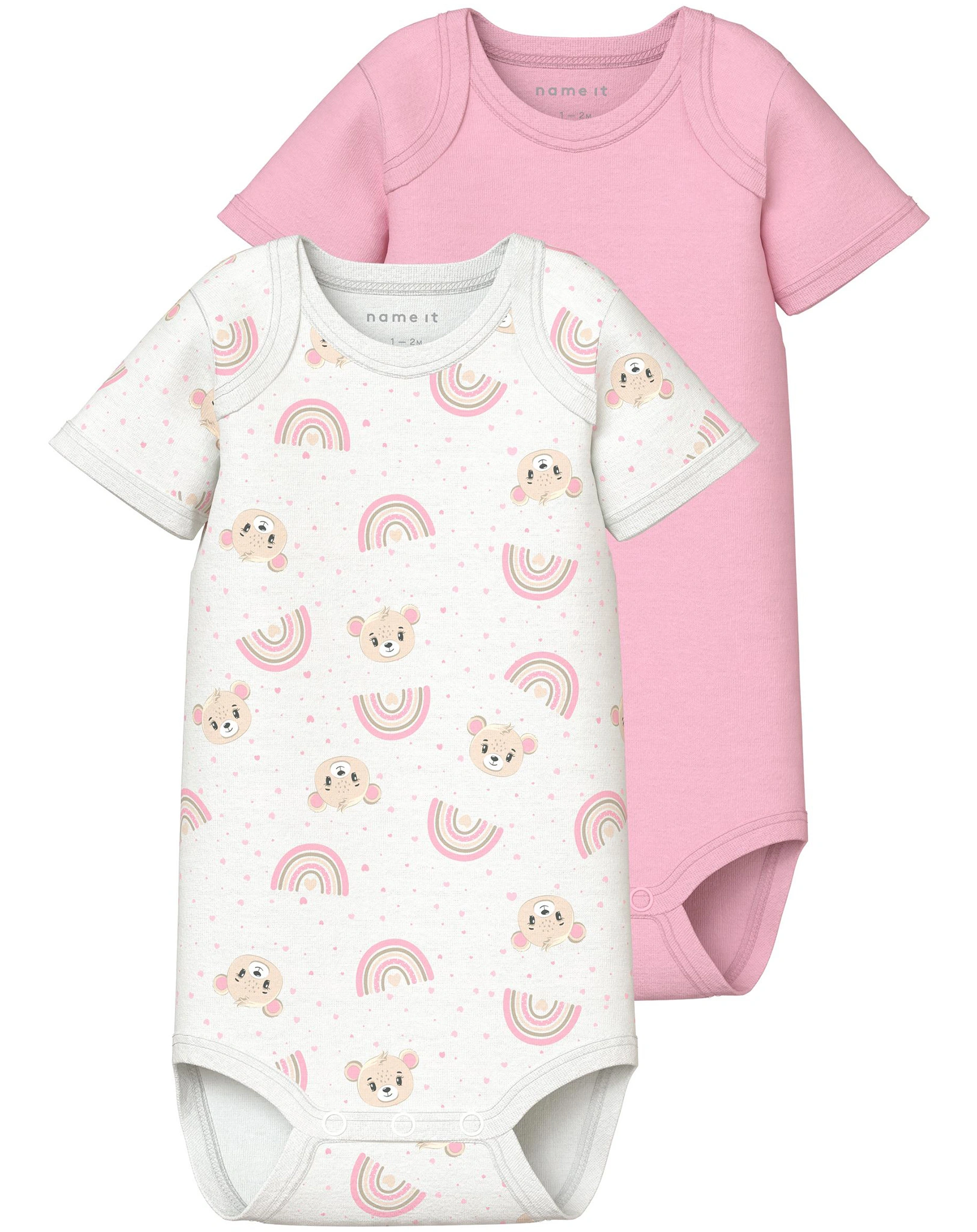 Kurzarm-Body NBFBODY TEDDY 2er Pack weiß/rosa