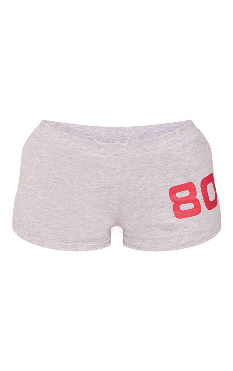 Gris Cendré Short Graphique Taille Basse Petite
