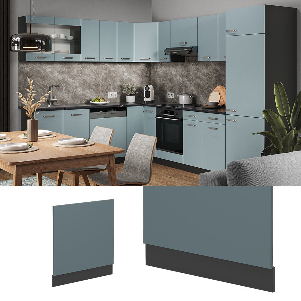 Vicco Geschirrspülerblende Küchenmöbel R-Line Solid Anthrazit Blau Grau 60 cm modern