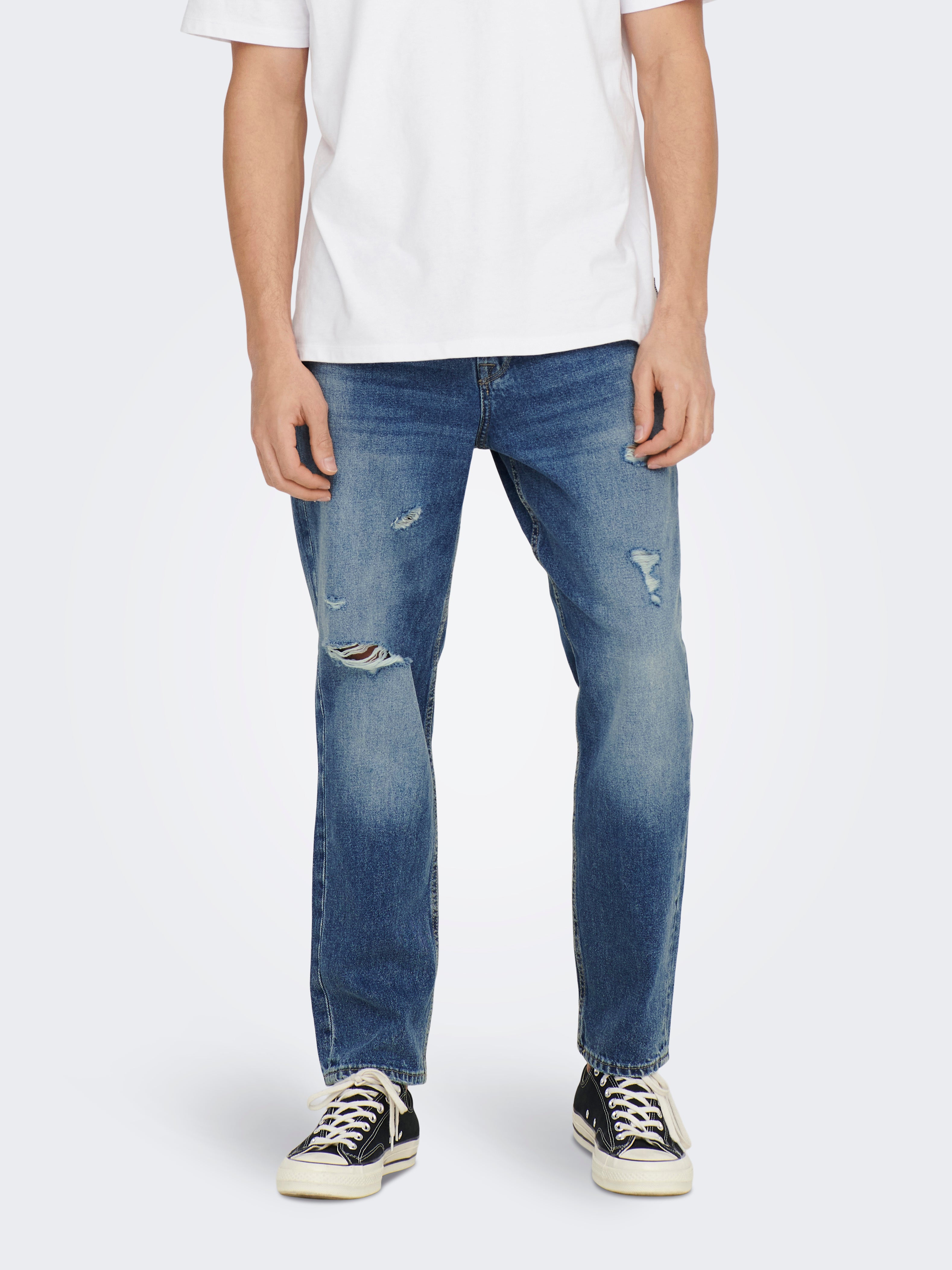 ONSAVI Mid Rise Verkürzt Jeans Medium Blue Denim