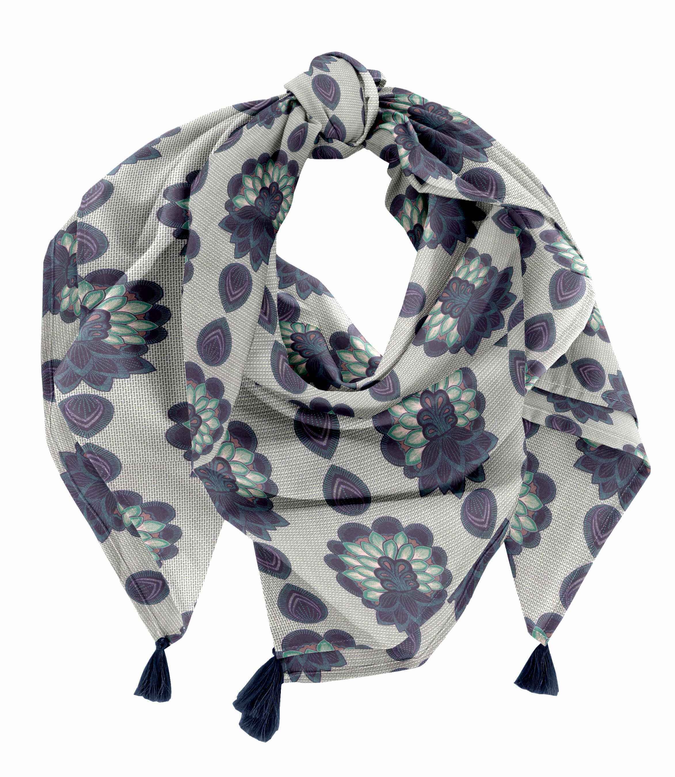 Foulard Pompon Lotus Vert