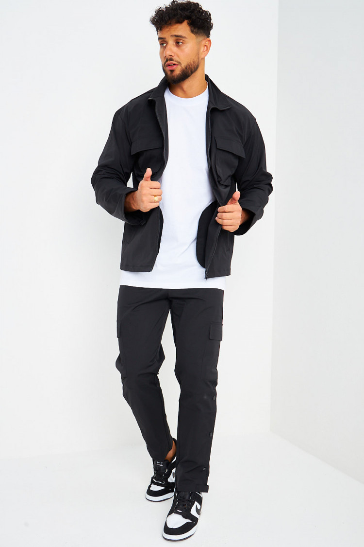 Ensemble de jogging veste + pantalon noir à boutons