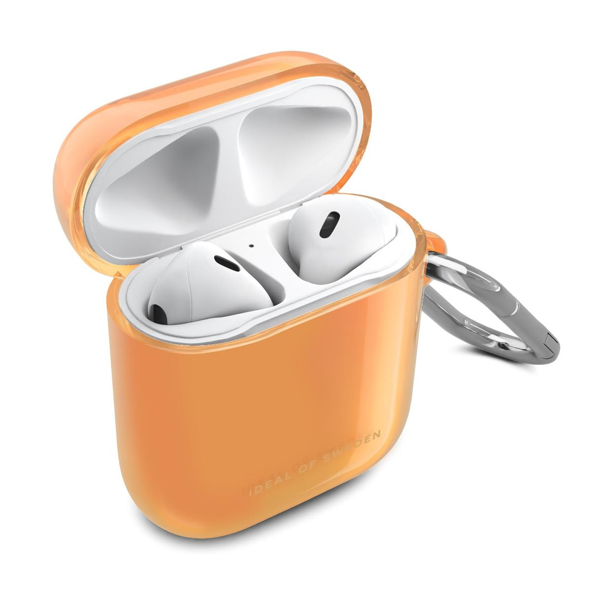 AirPods (1. & 2. Generation) Hardcase Schutzhülle Abdeckung Recycled   Karabinerhaken (IDCLAPC-499) - Orange Spritz