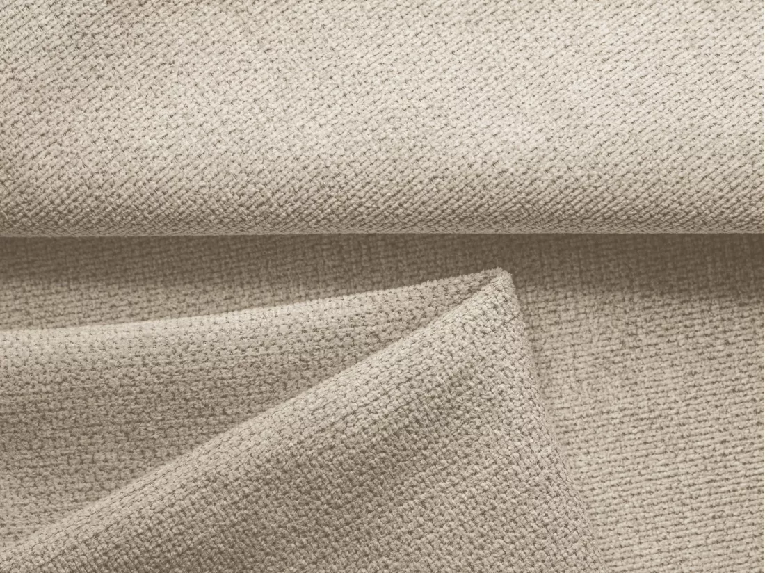 Canapé d'angle panoramique convertible en tissu chenille - beige foncé - NANEA