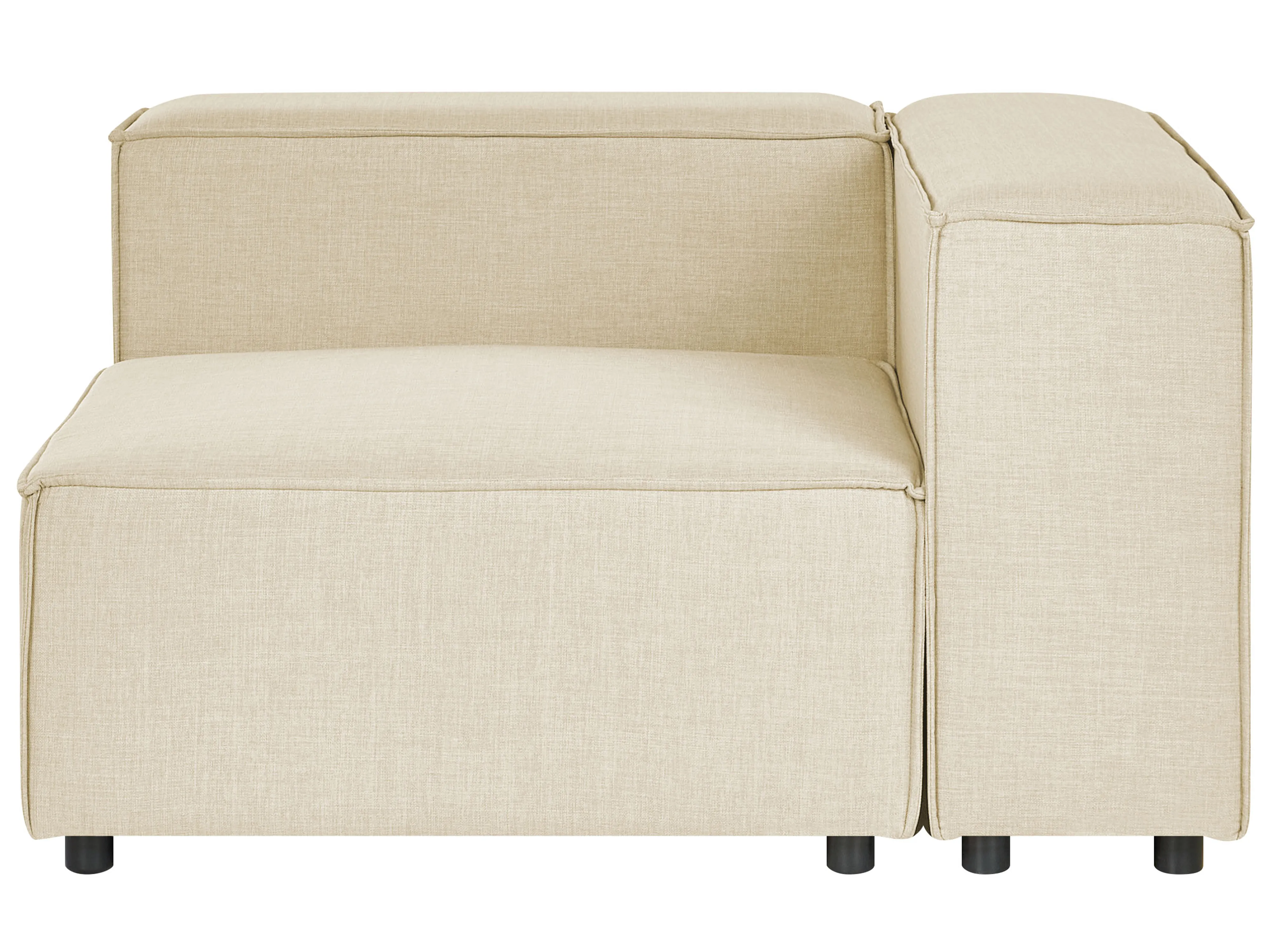 Modulaire hoekbank 2-zits APRICA Kunstlinnen Beige met ottomaan rechtszijdig