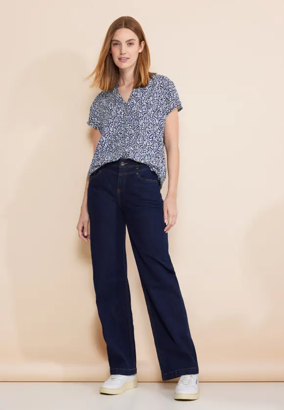 Print Blusenshirt - intense royal blue