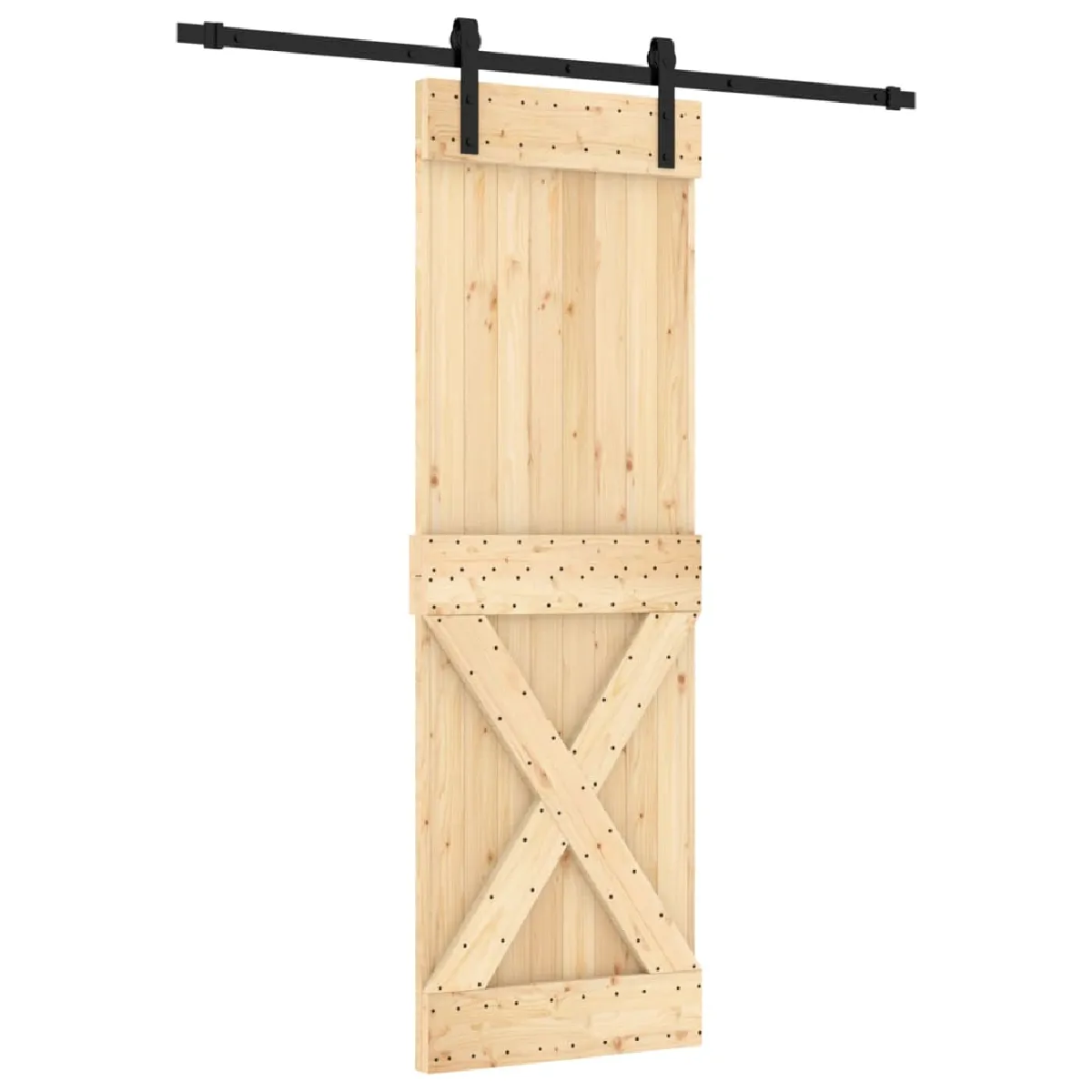 vidaXL Porte coulissante avec quincaillerie - Pin massif