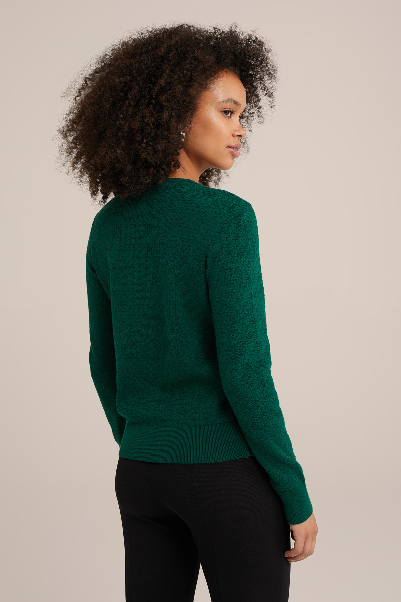 vest met structuur WE Fashion Donkergroen