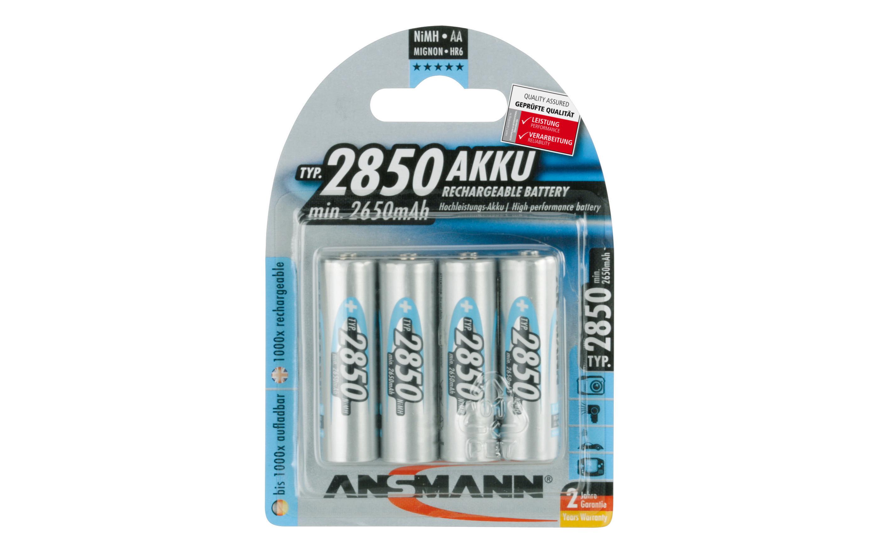Akku Typ 2850 NiMH AA 2850 mAh, 4 StückAA-Akkus im 4er-Pack