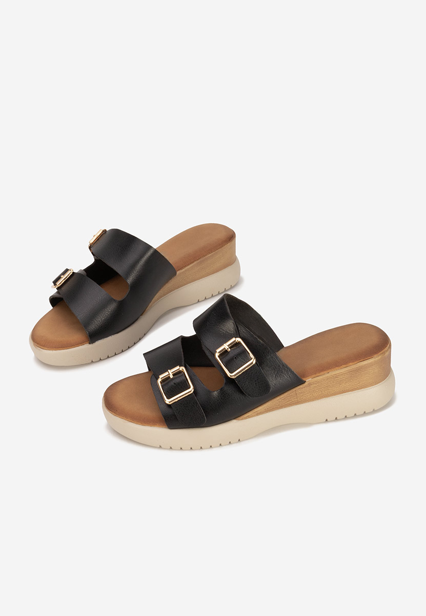Mules à plateforme noirs Hortensia