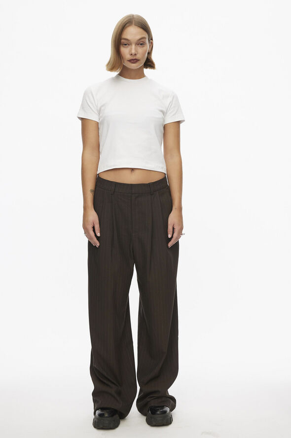Oval Square Bonnie Trousers Dark brown pinstripe