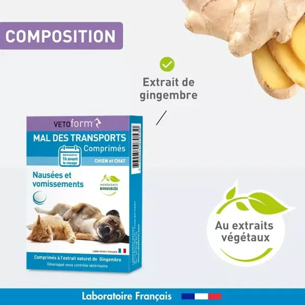 Vetoform para enjoo de movimento em cães e gatos, 30 comprimidos