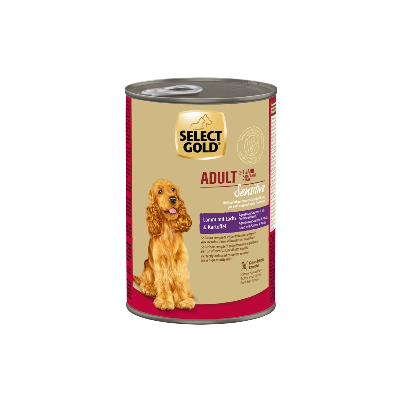 SELECT GOLD Nassfutter Hund Sensitive Adult Lamm mit Lachs und Kartoffel 6x400 g