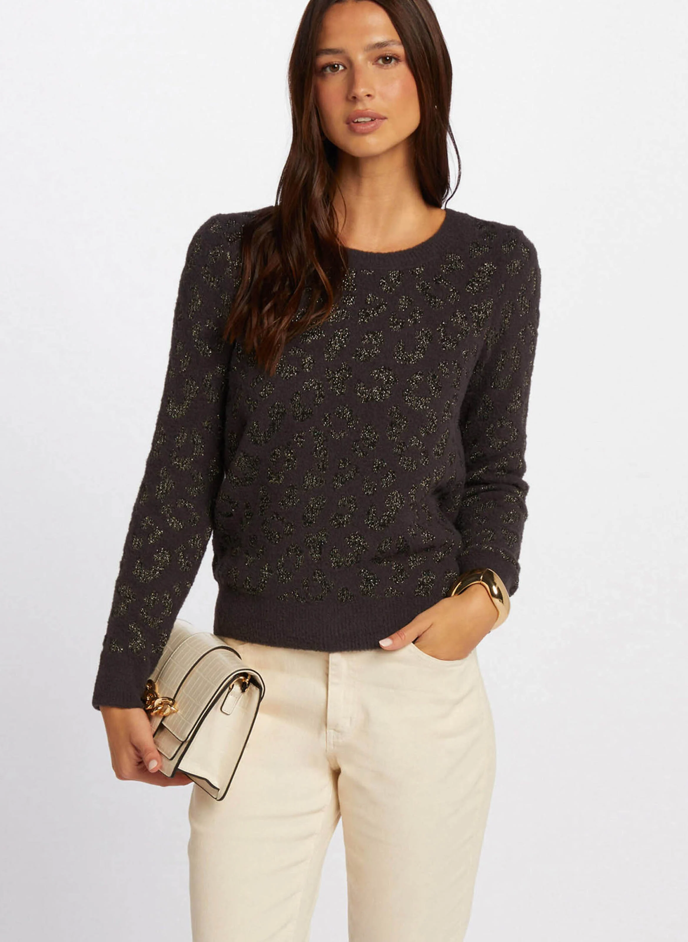MJANE - Pull léopard métallisé | Gris