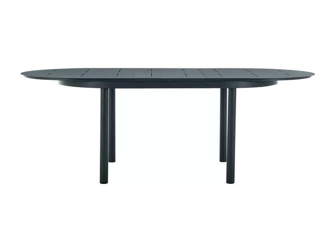 Salle à manger de jardin en aluminium : table extensible L.170/240 cm et 6 fauteuils empilables - Anthracite - LOTTYS de MYLIA