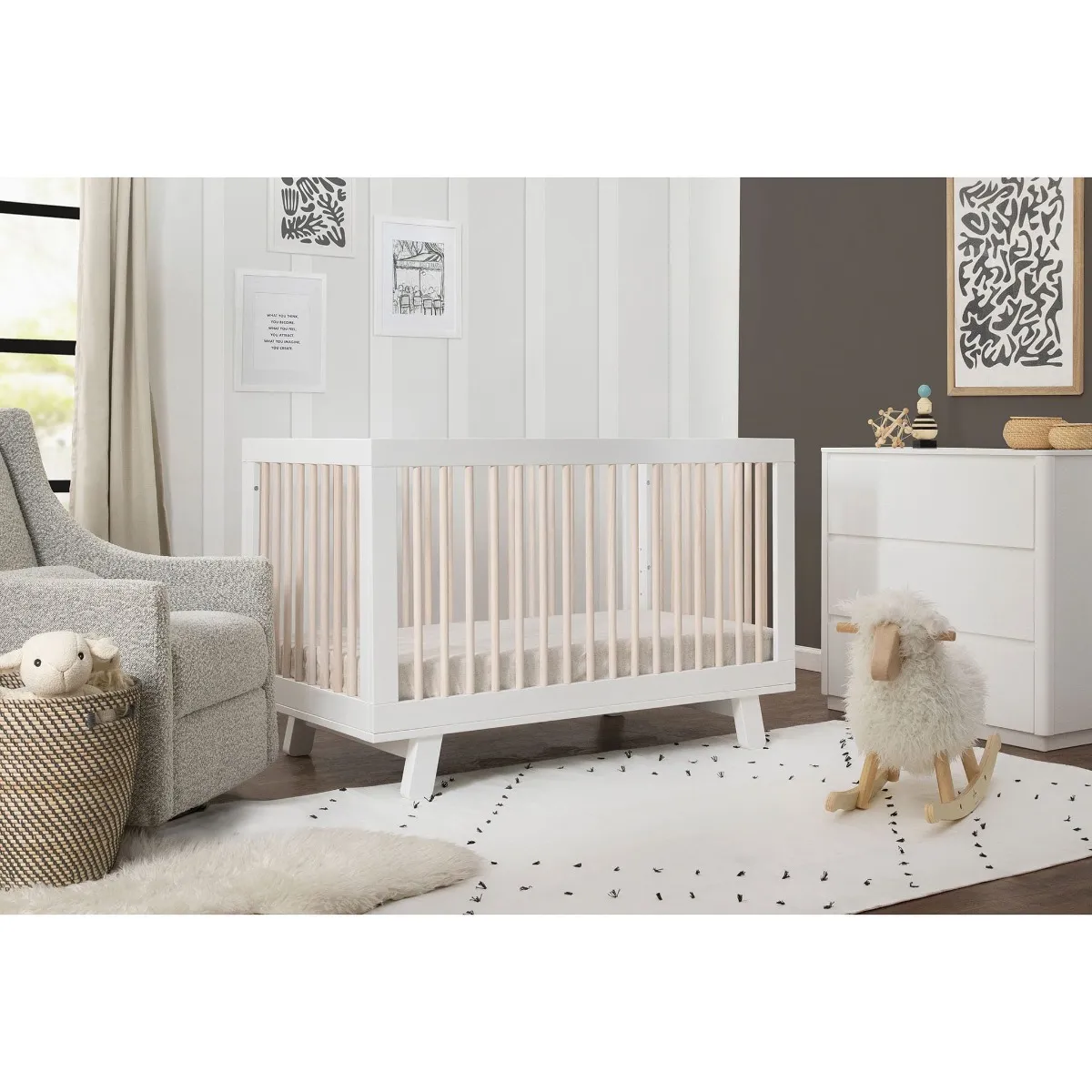 Babyletto Couchette Convertible 3 en 1 Hudson - Blanc  Naturel Lavé