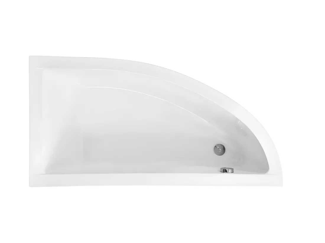Baignoire asymétrique + tablier blanc + repose tête - PRAKTIKA - 150 x 70 cm - Gauche