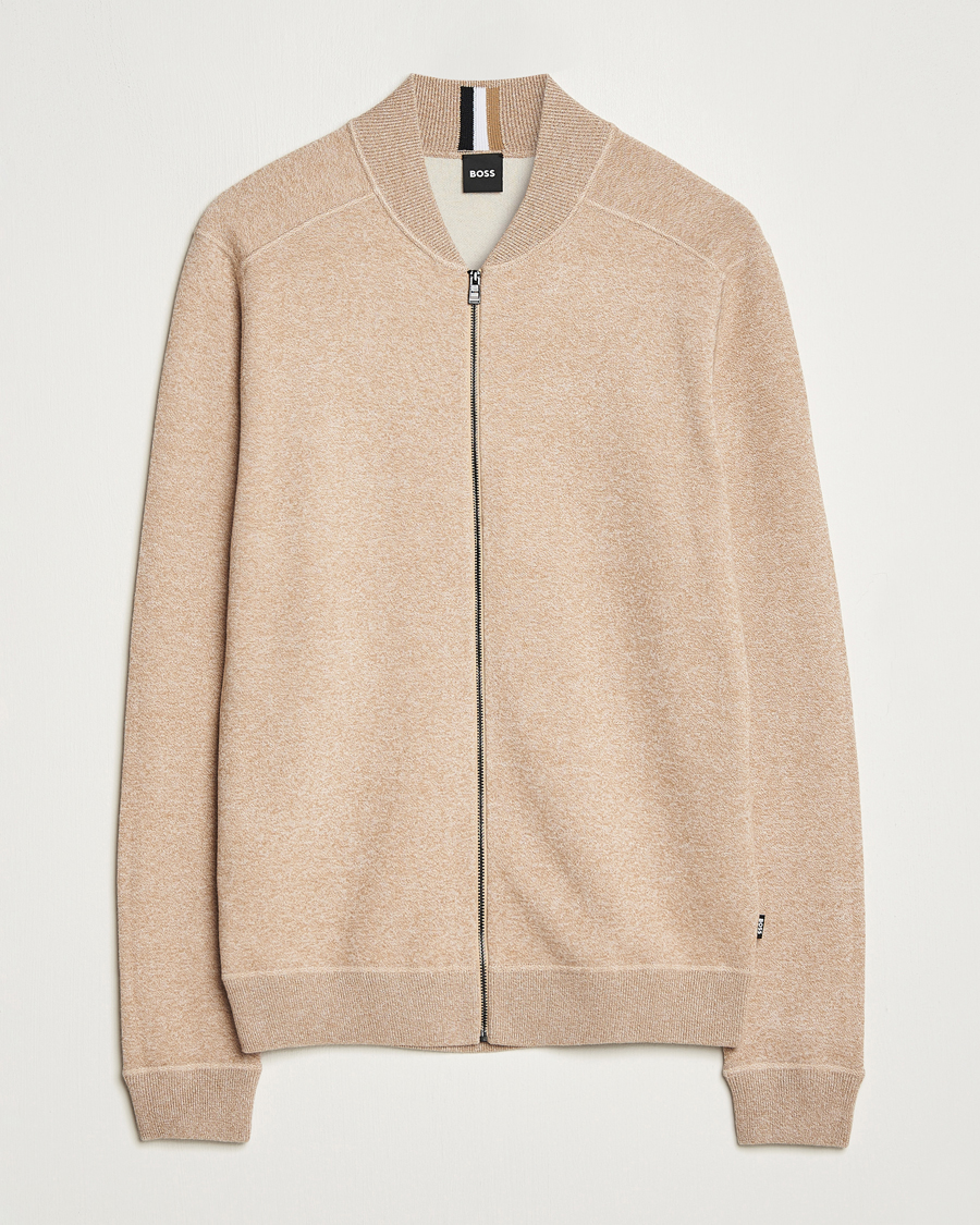 BOSS BLACK Onorto Full Zip Sweater Medium Beige