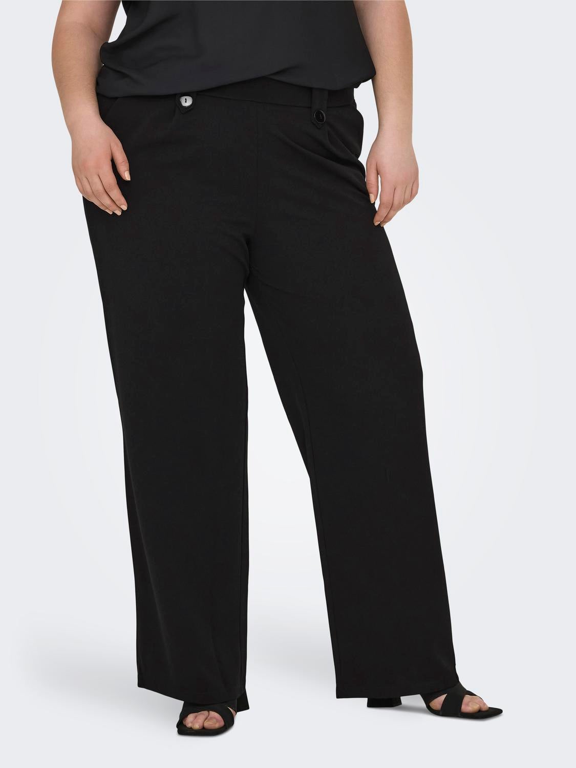 CARSANIA Normal geschnitten Hose mit weitem Beinschnitt Black