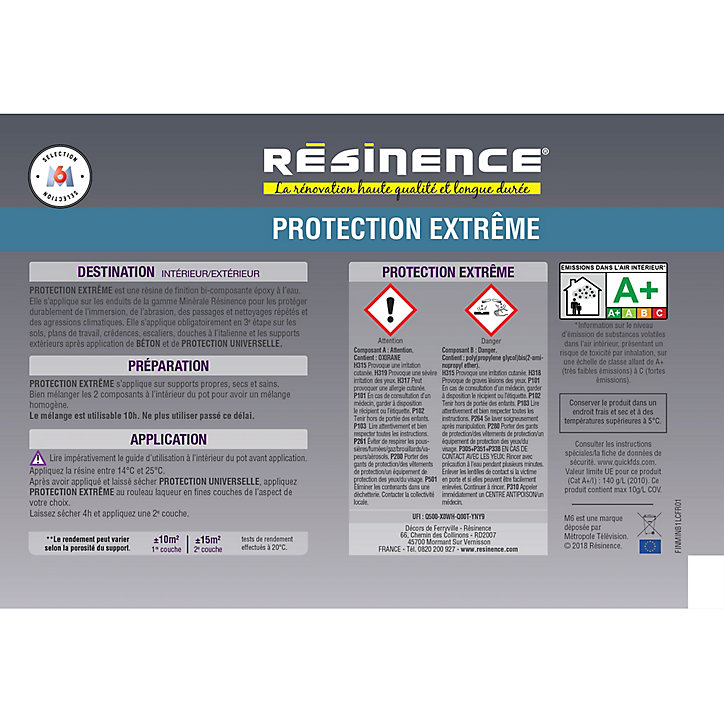 Résine protection extrème zone humide mat 1L Résinence