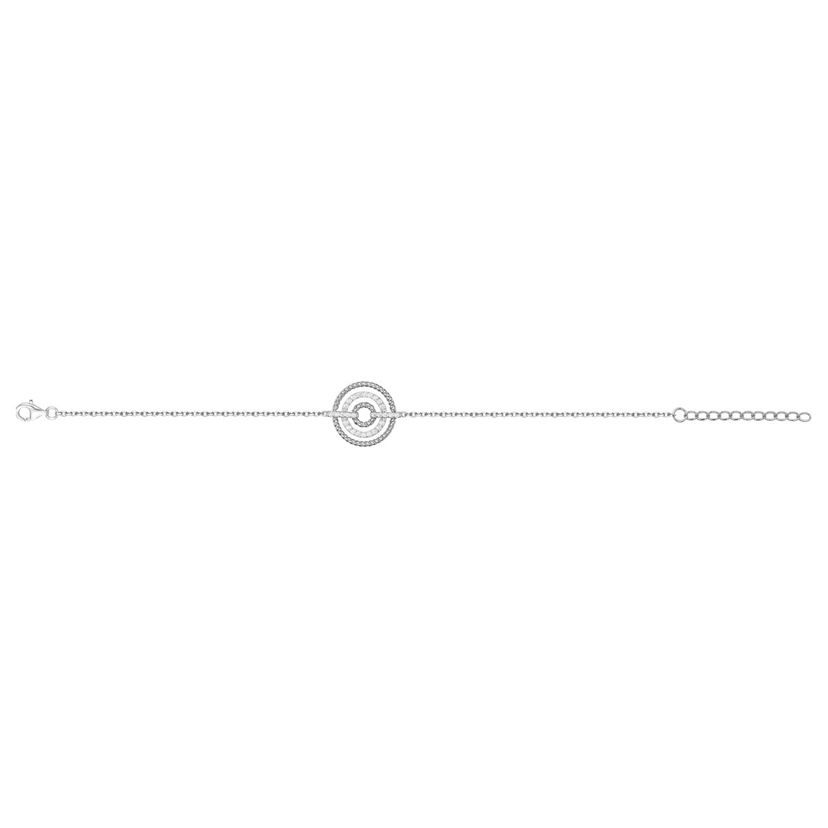 Bracelet souple mono-motif en Argent avec oxyde de zirconium blanc
