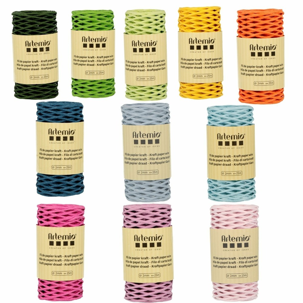 11 bobines de fil de papier kraft 2mm x 25 m