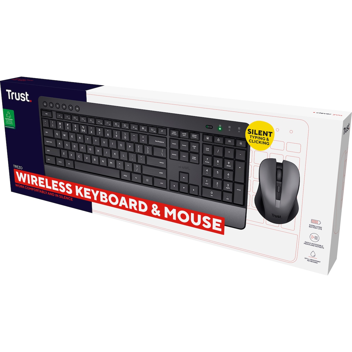Trust TKM-450 sett med trådløs mus og tastatur (Nordisk oppsett)