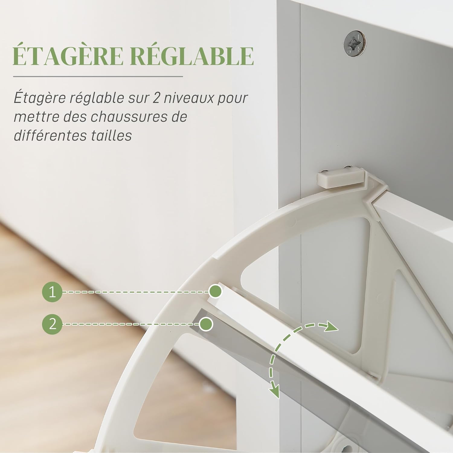 HOMCOM Armoire à Chaussures avec 2 tiroirs rabattables + 1 tiroir Coulissant + 1 comptoir et 1 Plateau en Verre étagère réglable sur 2 Niveaux 89 x 23 x 96 cm Blanc RU5141001