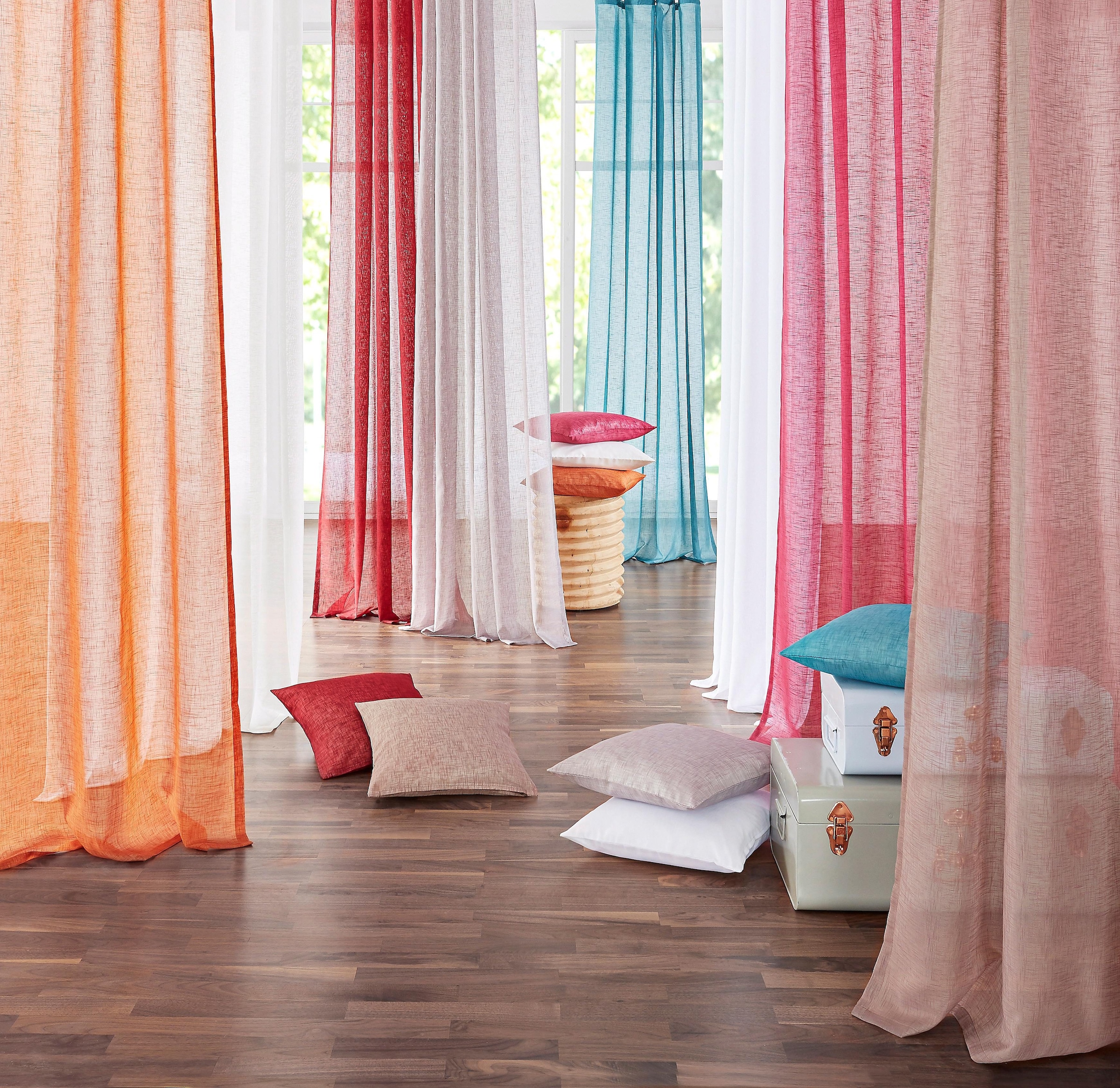 my home Gardine »REGINA« Schlaufen 2 Stk. tlg. Vorhang, Fertiggardine, 2-er Set, transparent, modern