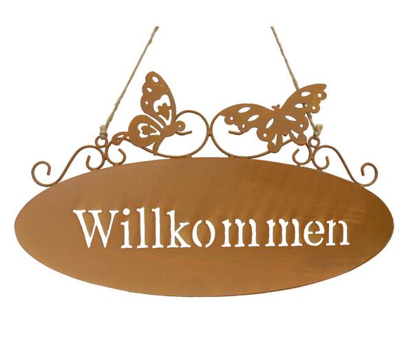 Dehner Metall-Gartenschild Willkommen