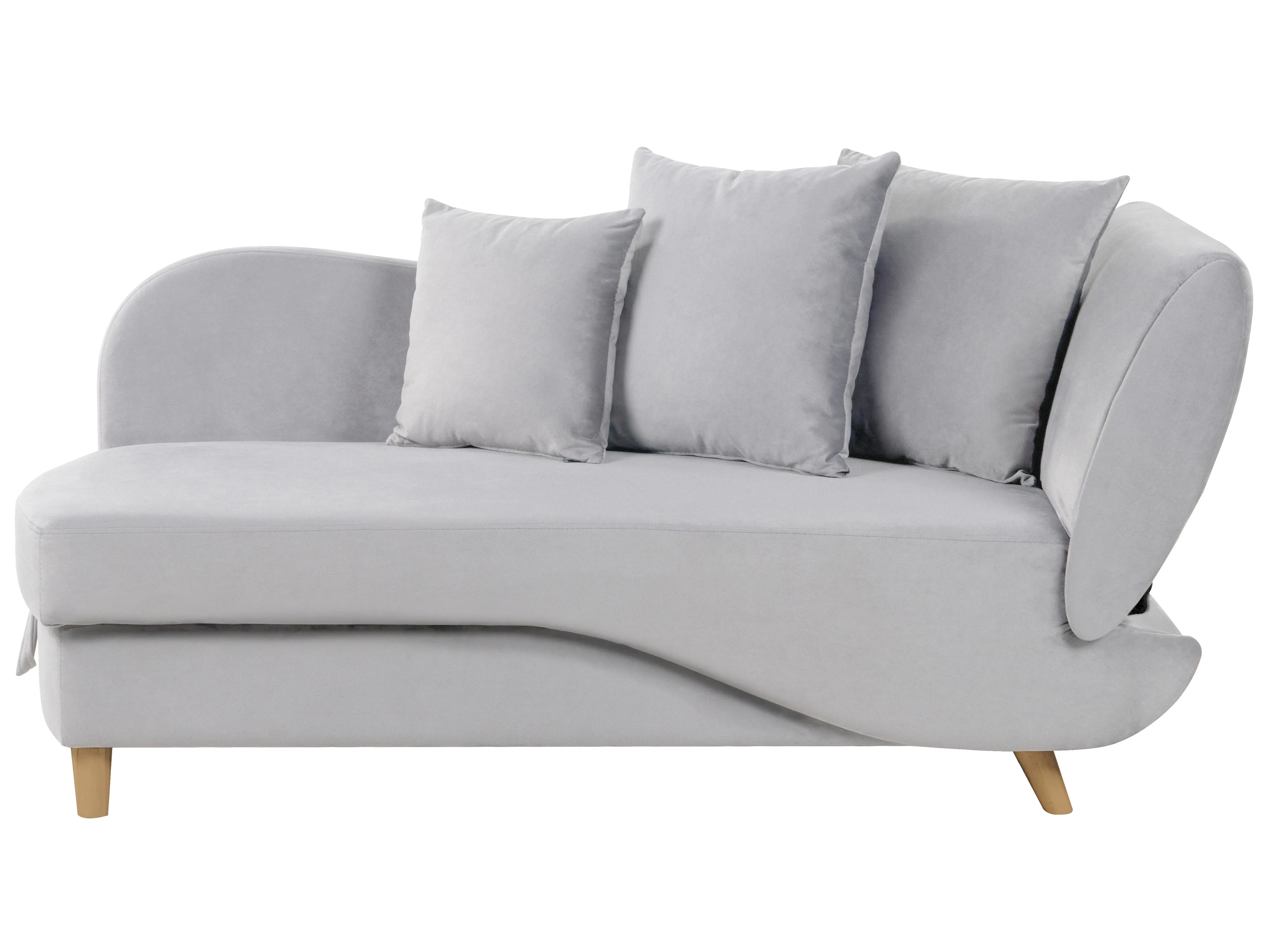 Rechtszijdige chaise longue MERI Fluweel Lichtgrijs met opbergruimte