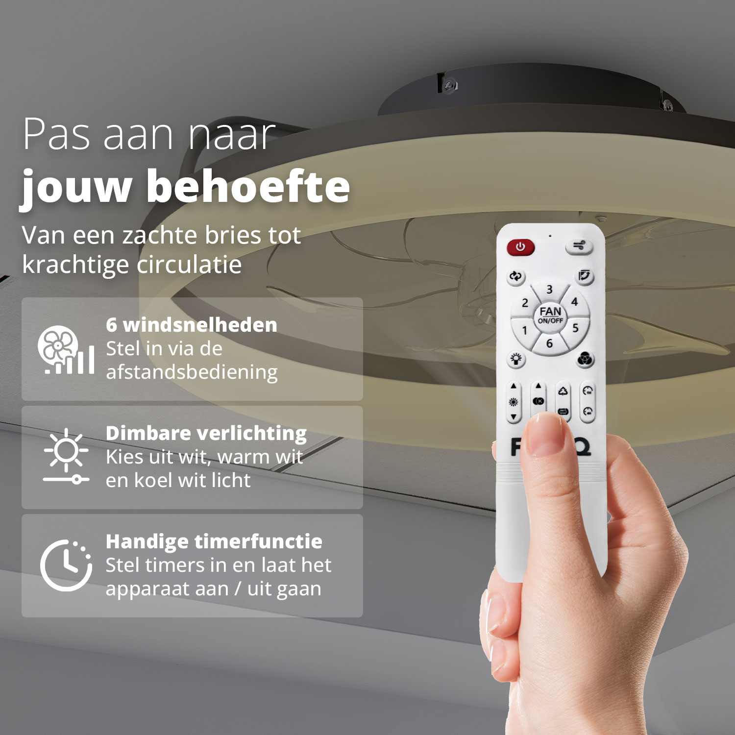 FlinQ AeroGlow Slimme plafondventilator met verlichting - White
