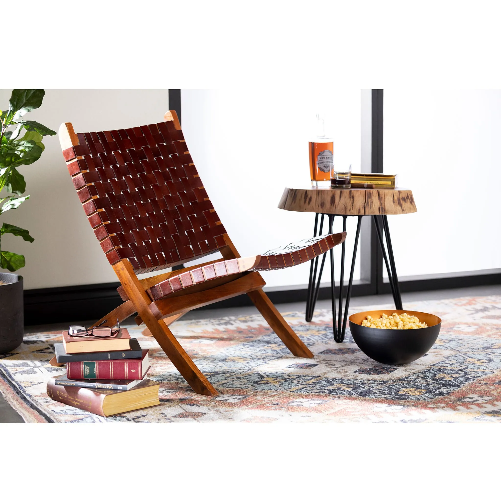 South Shore Fauteuil en Cuir Tressé Balka - Brun