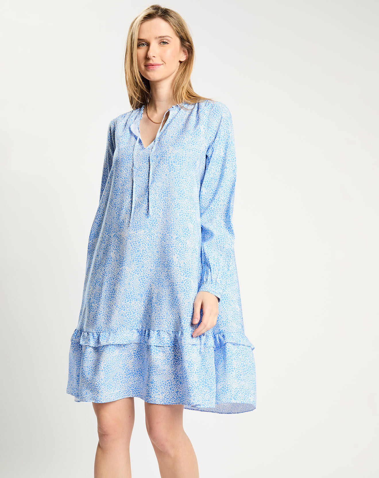 Scotch & Soda Robe courte à volants bleu/blanc