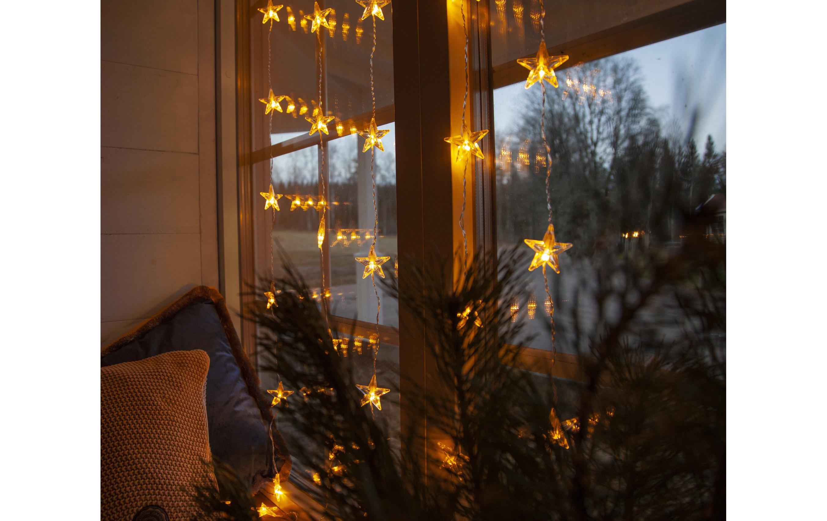 LED-Lichtervorhang Sterne, Warmweiss, 30 LEDSternenlichtervorhang mit warmweissem Glanz und 30 LEDs für den Innenbereich