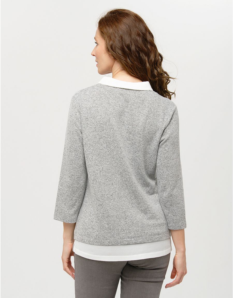 Pull chemisier 2en1 gris