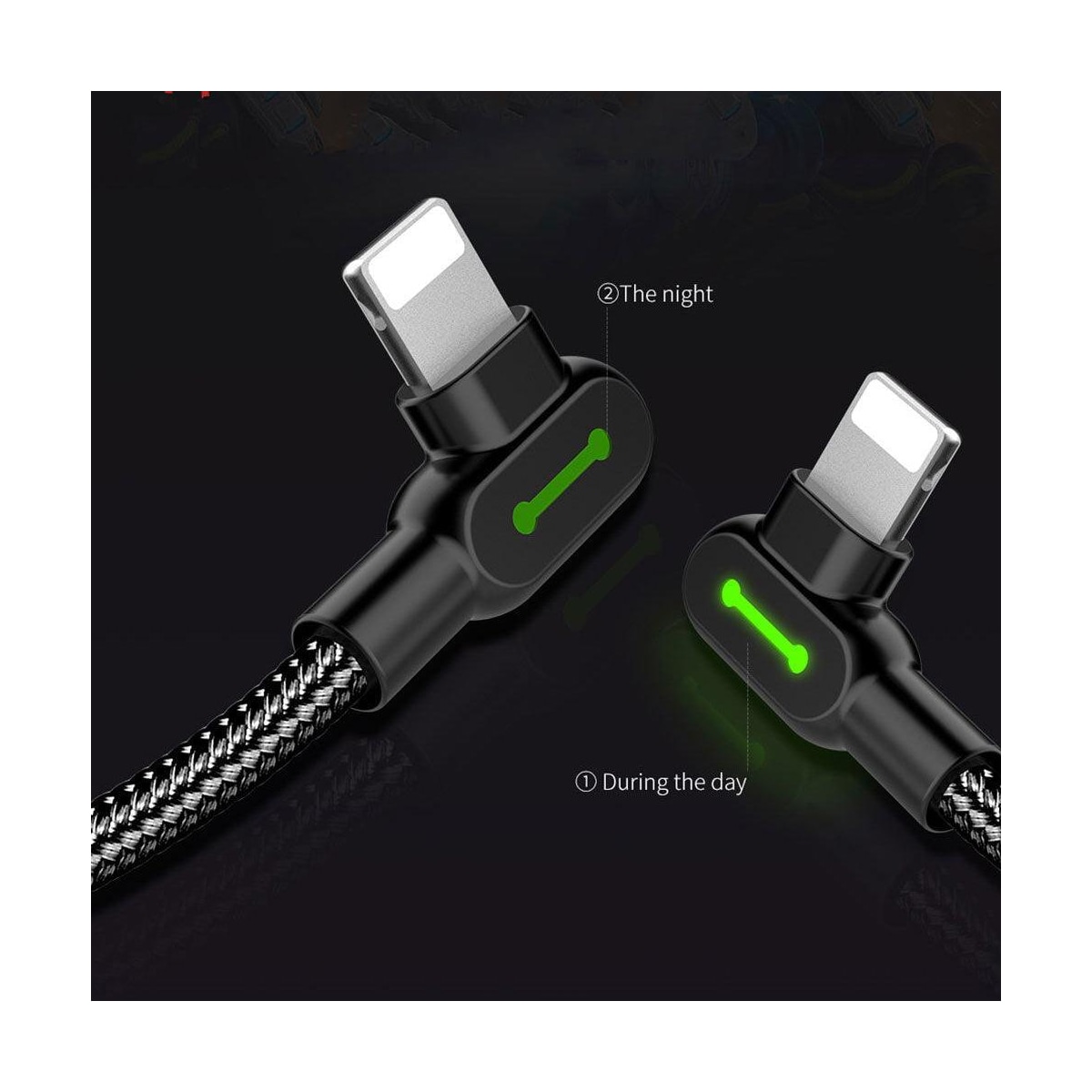 McDodo CA-4679-vinklet lyn (ikke MFI) til vinklet USB en kabel for synkronisering og rask lading, med LED, svart, 3M