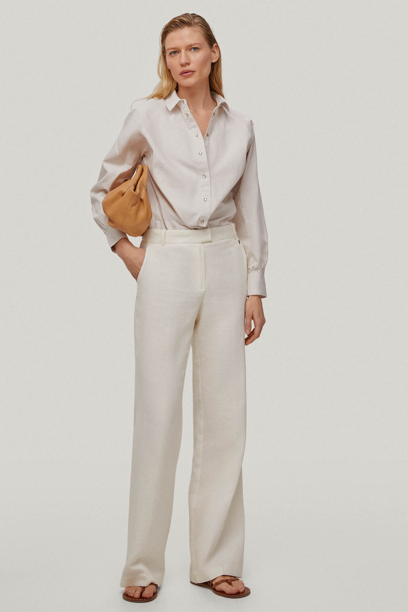 Camisa jeans em Tencel® - Bege