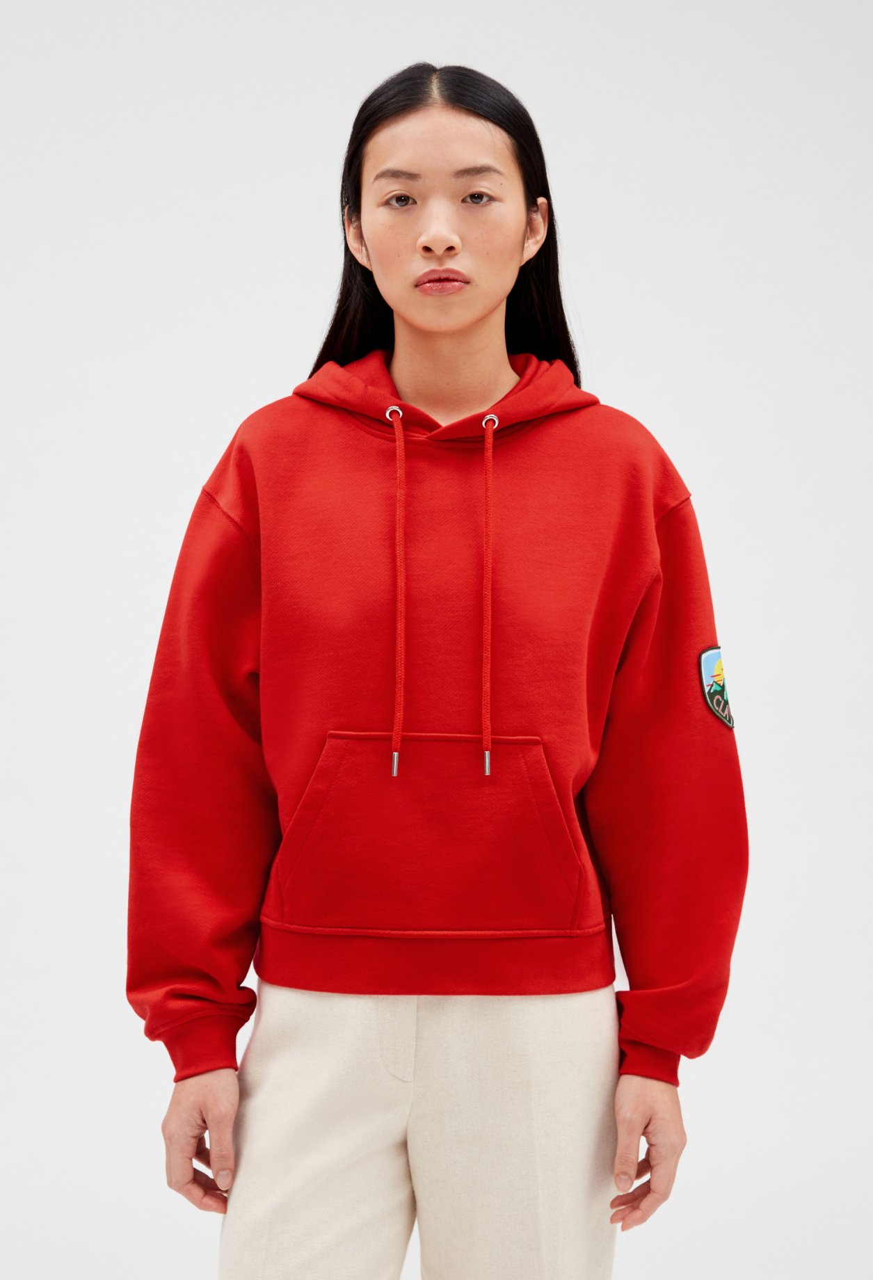 Sweatshirt cropped &agrave; capuche